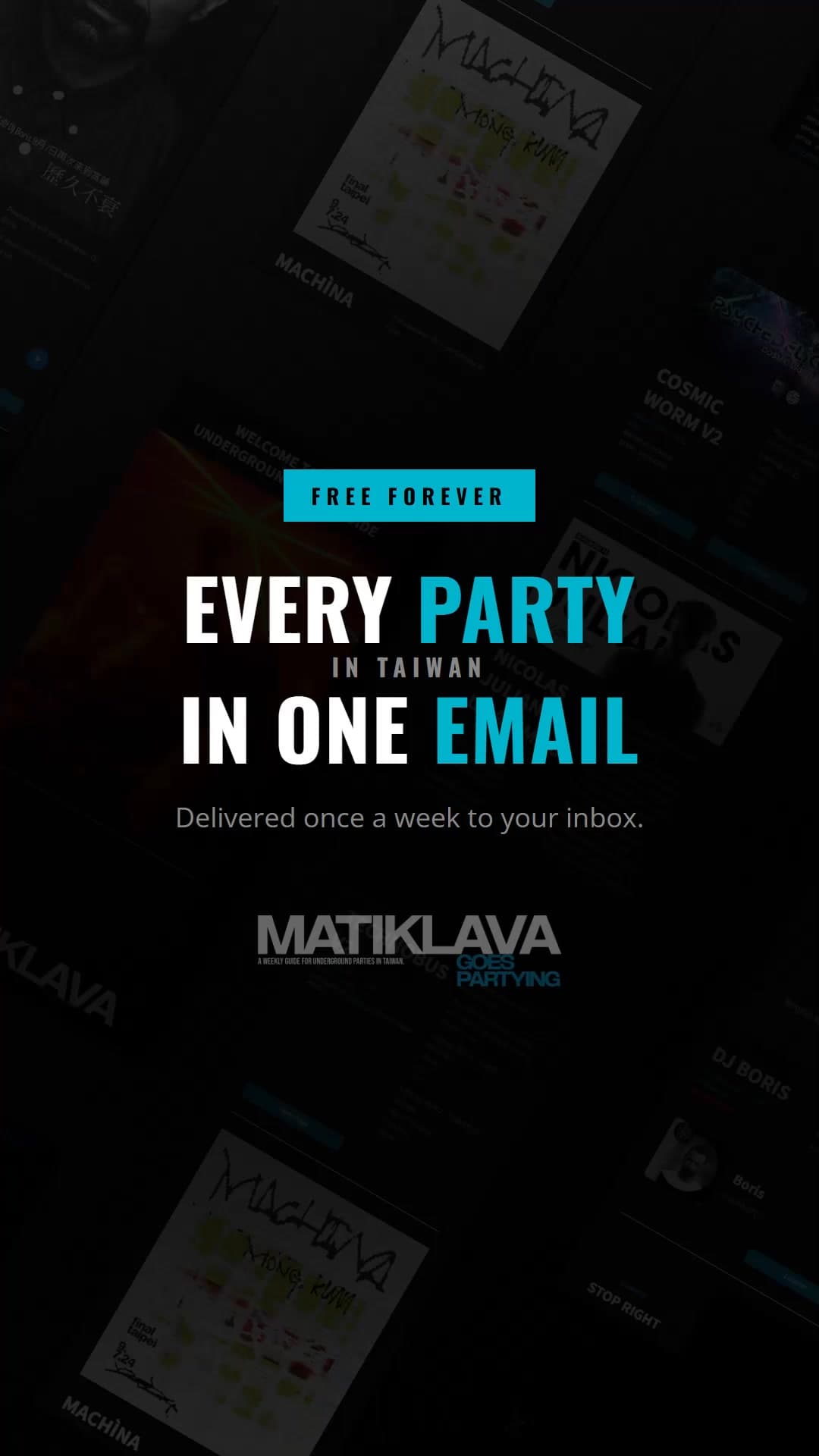2026 English variant over the email: Every party in Taiwan in one email, free forever