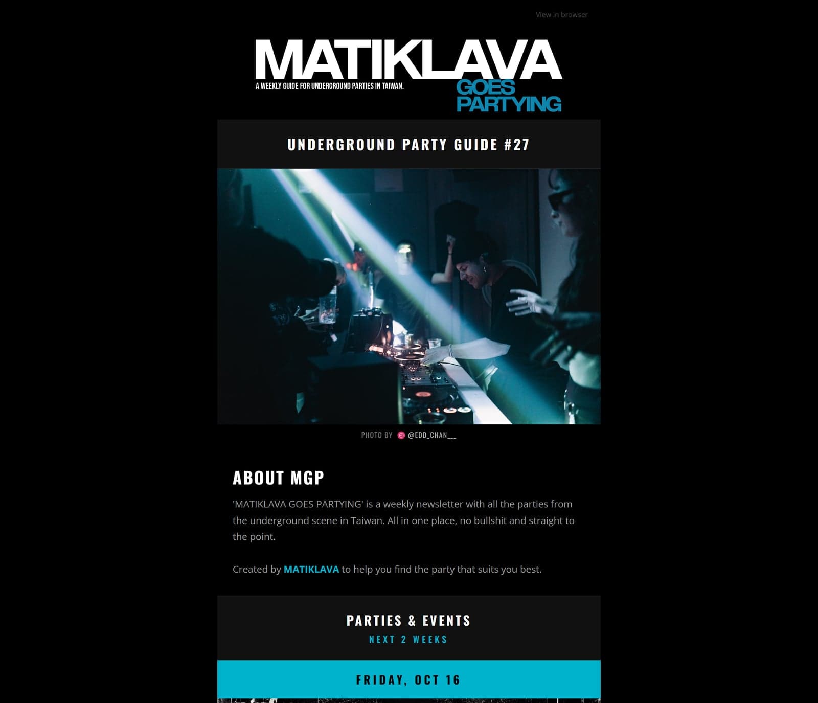 Issue 27 of the newsletter, top of the email